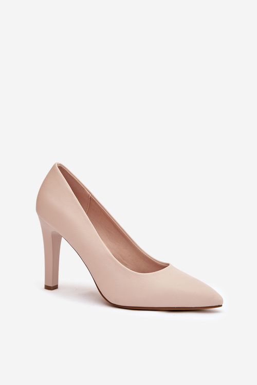 Szpilki Eko Skórzane Sergio Leone 1446 Jasnobeżowe