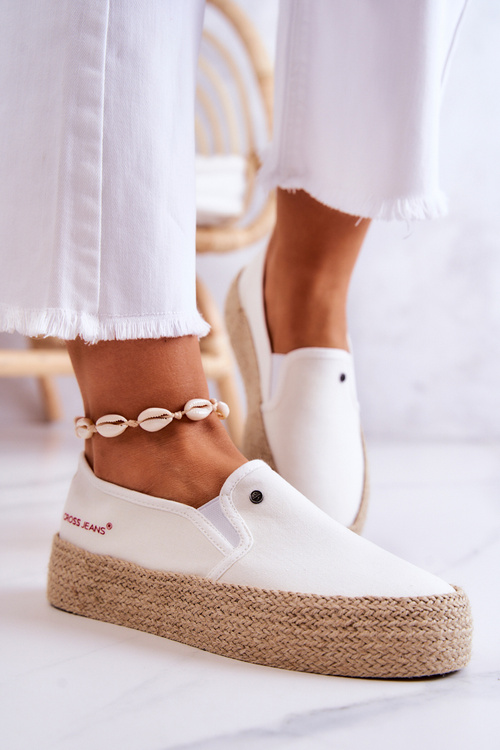 Damskie Espadryle Na Platformie Cross Jeans JJ2R4013C Białe