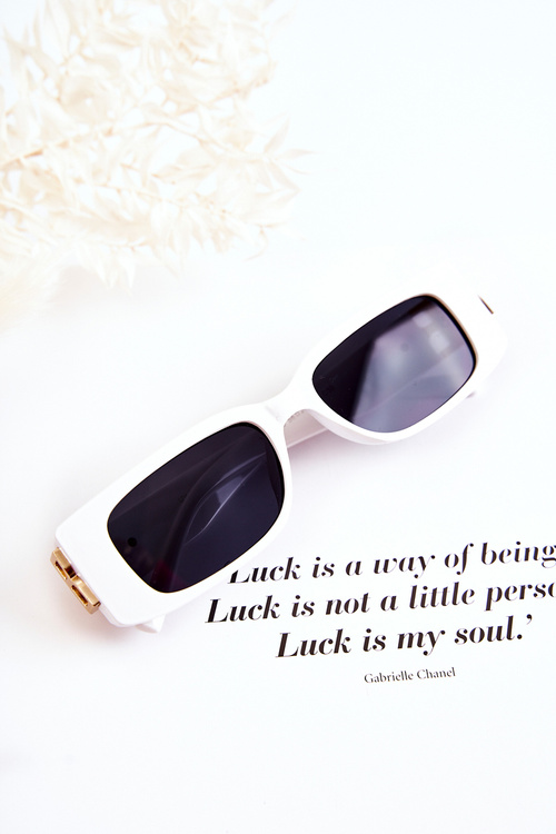 Modne Okulary Przeciwsłoneczne Prostokątne V120035 Białe