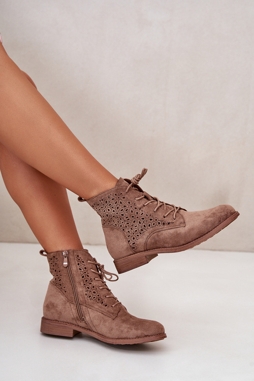 Damskie Botki Ze Wzorem Brązowe S.Barski HY66-136