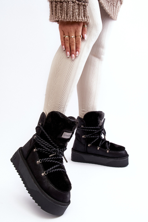 Wegańskie Śniegowce Na Platformie Wodoodporne D.Franklin DFSH371008 Czarne