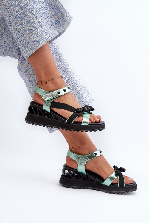 Sandały Damskie Z Kokardką D&A CR956 Zielone