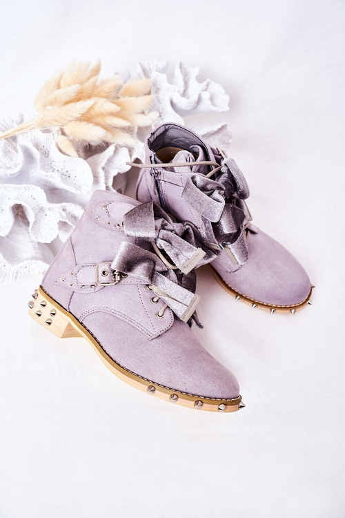 Dziecięce Ocieplane Botki Z Ćwiekami Lu Boo Szare