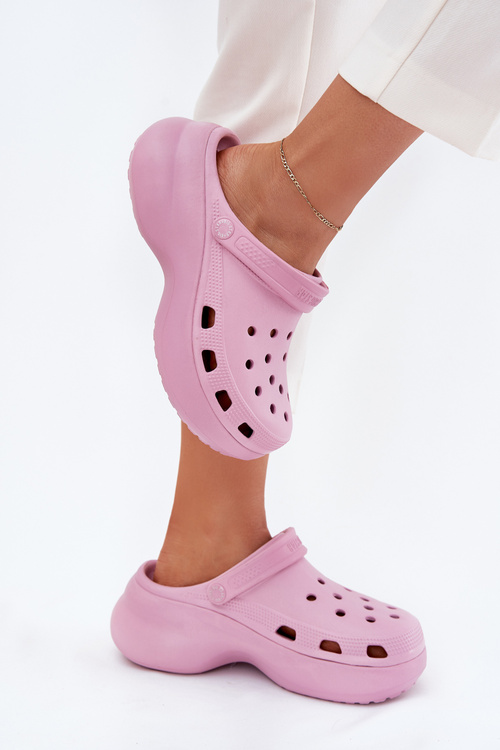 Piankowe Klapki Damskie Na Masywnej Podeszwie Big Star RR274A120 Różowe