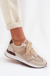 Sneakersy Damskie Z Eko Skóry Beżowe Kelira