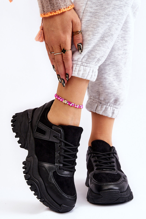 Modne Buty Sportowe Sneakersy Czarne Frezio