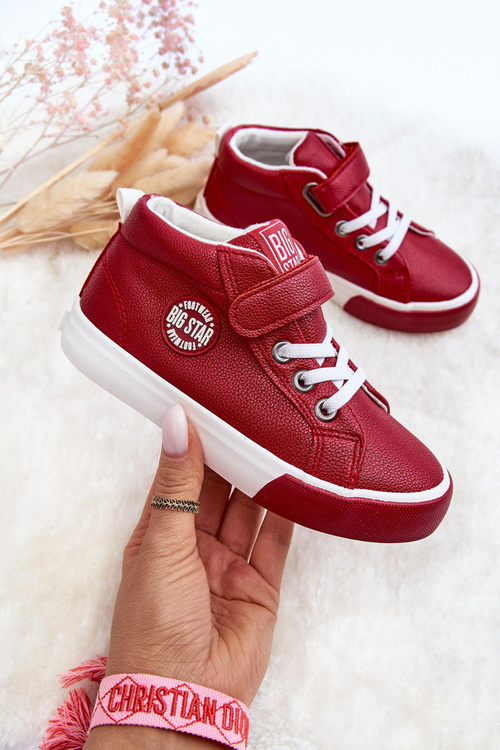 Skórzane Dziecięce Trampki Big Star EE374004 Czerwone