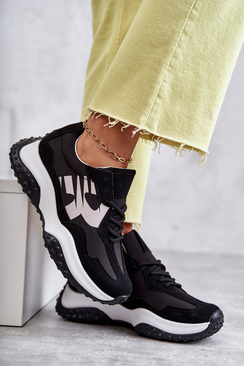 Damskie Buty Sportowe Wiązane Czarne Tolea