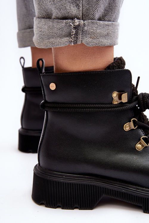 Skórzane Botki Trapery Damskie GOE MM2N4082 Czarne