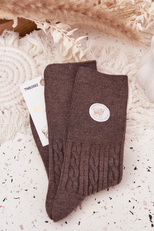 Długie Wełniane Skarpetki Damskie Ciemnoszare