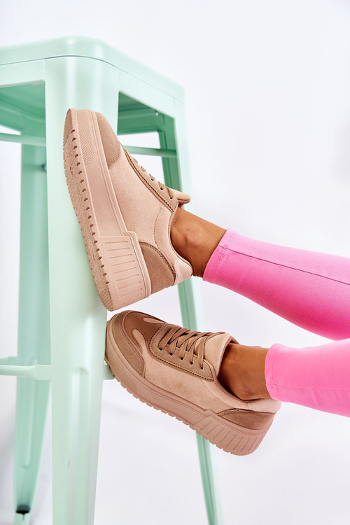 Damskie Zamszowe Buty Sportowe Beżowe Segurro