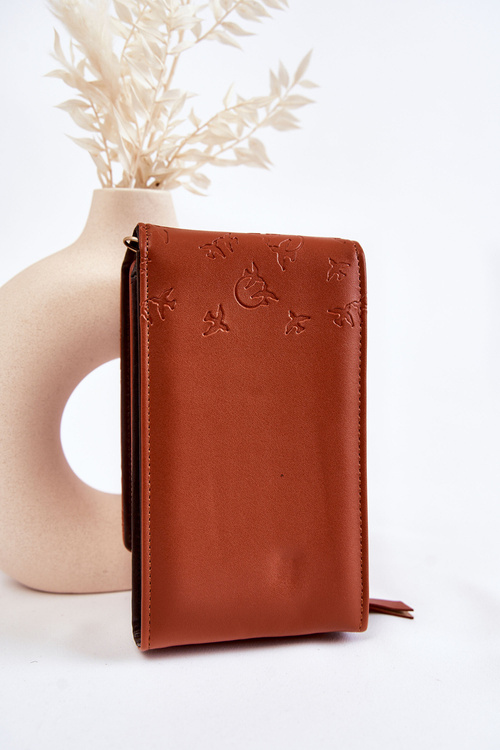 Modna Torebka Portfel 2w1 Z Tłoczeniem Brązowa Savano