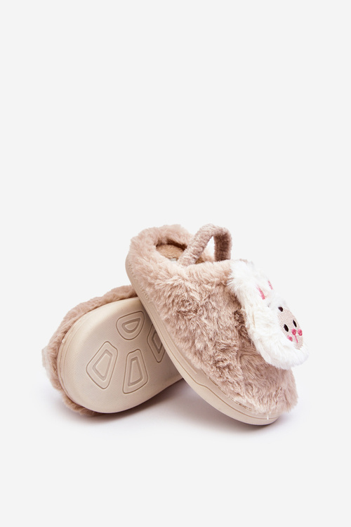 Kapcie Dziecięce Futrzane Króliczek Beżowe Dicera