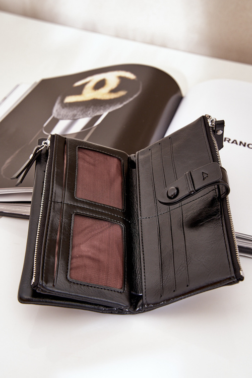 Portfel Damski Z Eko Skóry Czarny Irinda