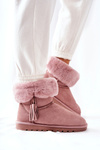 Śniegowce Ocieplane Frędzle Różowe Sorella