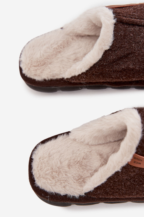 Kapcie Męskie Ocieplane Futerkiem Czekoladowe Darielle