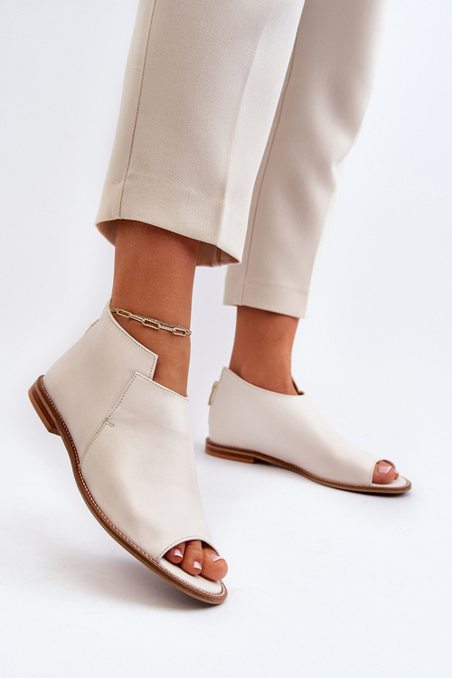 Damskie Skórzane Sandały Laura Messi 2443 Białe