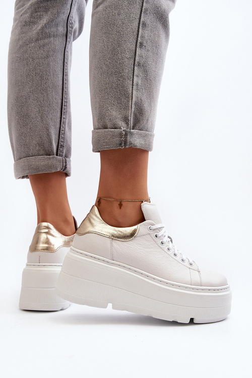 Zazoo 10165 Buty Sportowe Damskie Na Masywnej Platformie Białe