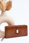 Damski Lakierowany Portfel Na Magnes Brązowy Bielia