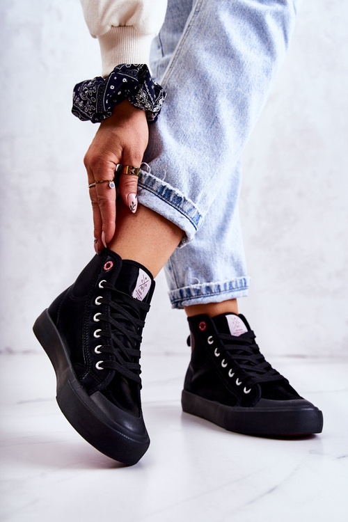 Damskie Wysokie Trampki Cross Jeans JJ2R4055C Czarne