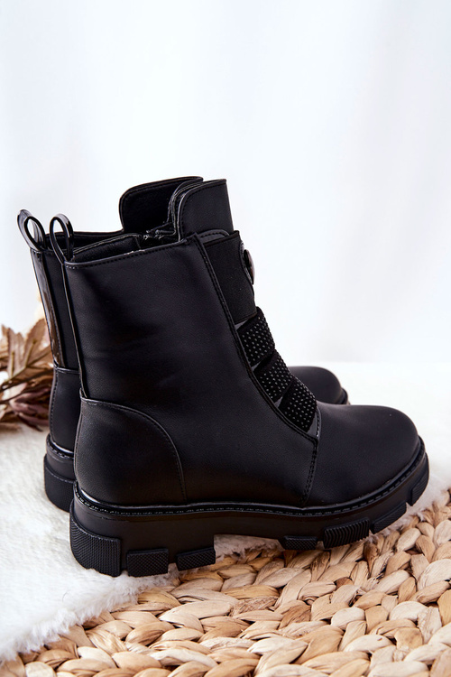 Dziecięce Botki Ocieplane Futerkiem Czarne Miraven