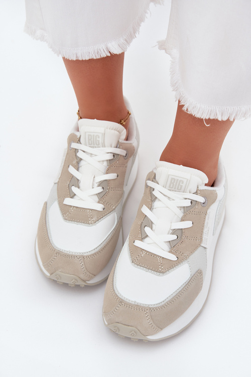 Skórzane Sneakersy Damskie Big Star OO274563 Hi-Poly System Białe