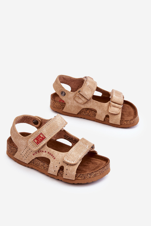 Dziecięce Lekkie Sandałki Na Rzepy Big Star LL374140 Beżowe