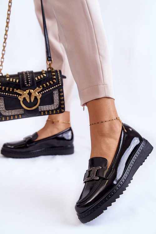 Lakierowane Mokasyny Na Platformie Czarne Abisso