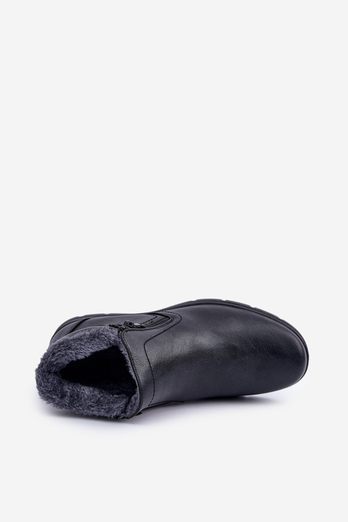 Ocieplane Męskie Botki Z Eko Skóry Czarne Daniello