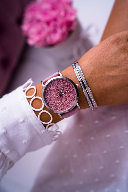 Damski Zegarek Ernest z Brokatem Różowy Tiguan