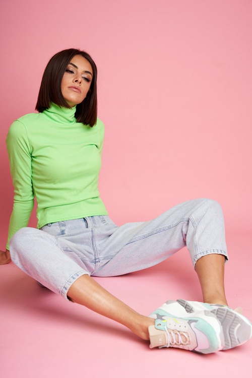 Damskie Sportowe Skórzane Obuwie GOE Biało Miętowe FF2N3011