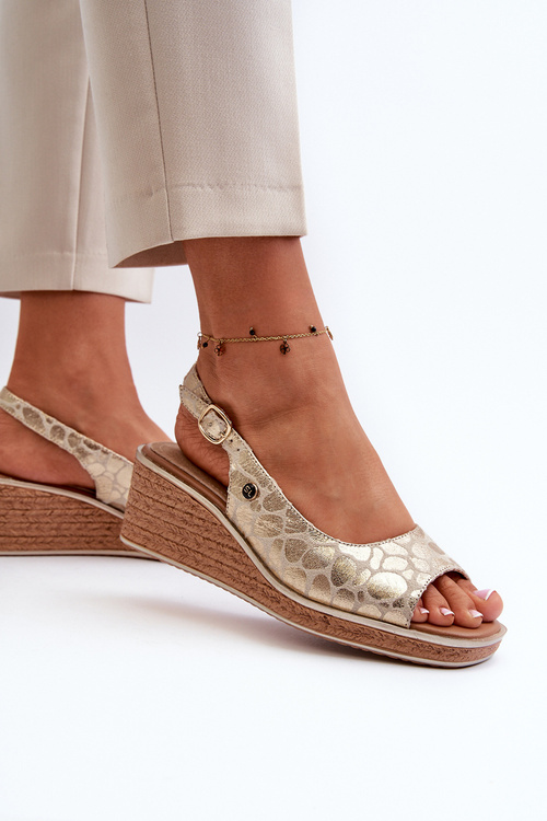 Damskie Sandały Na Koturnie Sergio Leone SK301 Złote