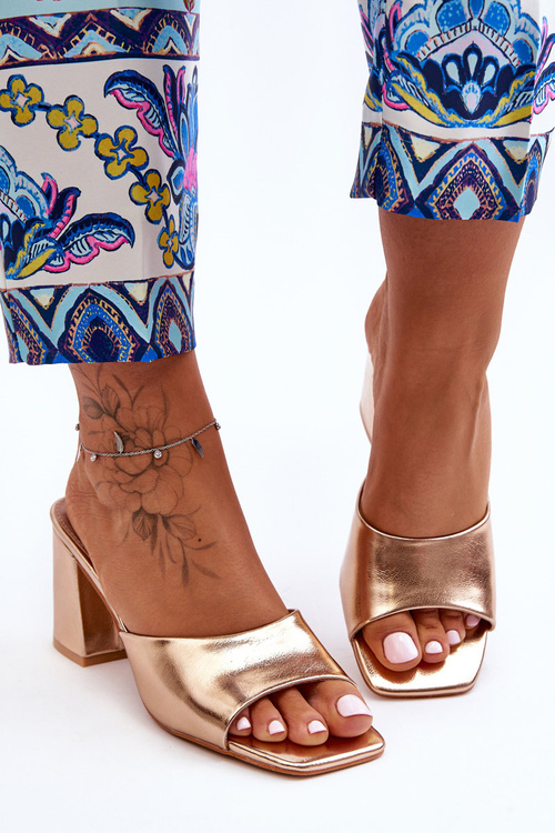 Damskie Skórzane Klasyczne Klapki Różowe Złoto Loara