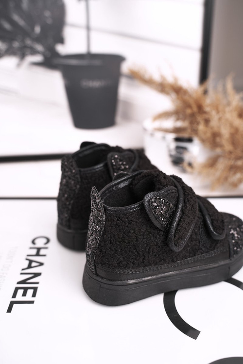 Dziecięce Trampki Ocieplane Wysokie Czarne Clifford