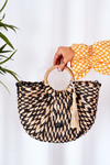 Pleciona Torebka Koszyczek NOBO XK0490 Beżowo-Czarna