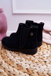 Młodzieżowe Botki Czarne Płaski Obcas Sicarro