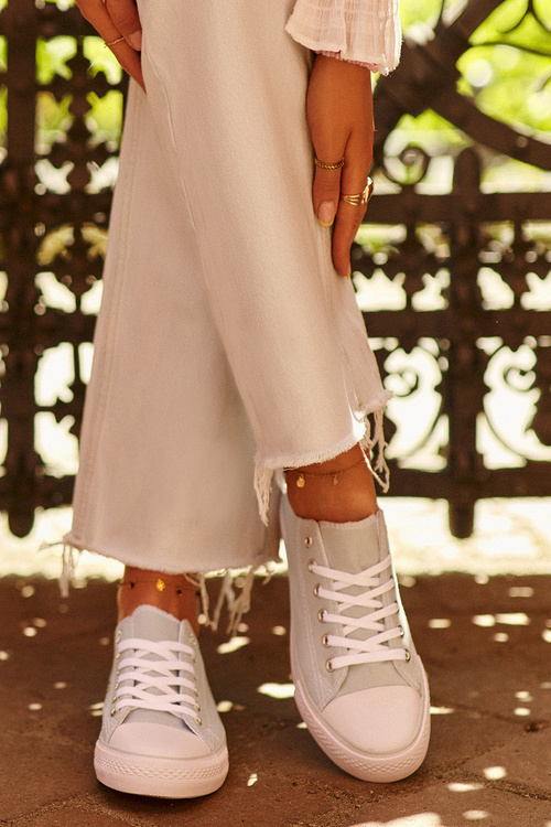 Damskie Materiałowe Klasyczne Niskie Trampki Miętowe Lennabella