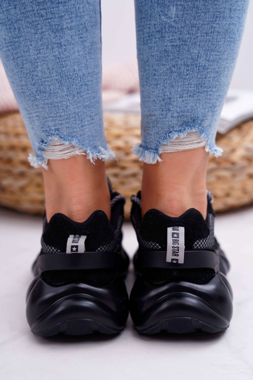 Damskie Sportowe Obuwie Big Star by Daniel Lopez Czarno Szare FF274A553