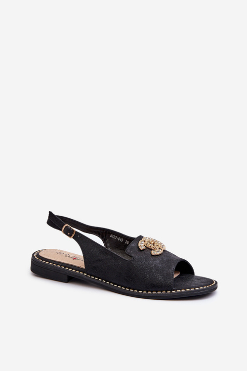 Damskie Sandały Z Ozdobą S.Barski KV27-049 Czarne