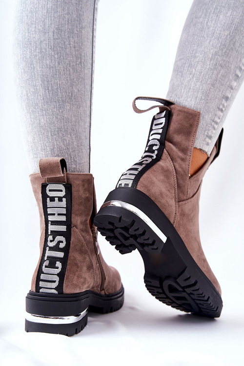 Ocieplane Botki Sztyblety Z Suwakiem Cappucino My Way