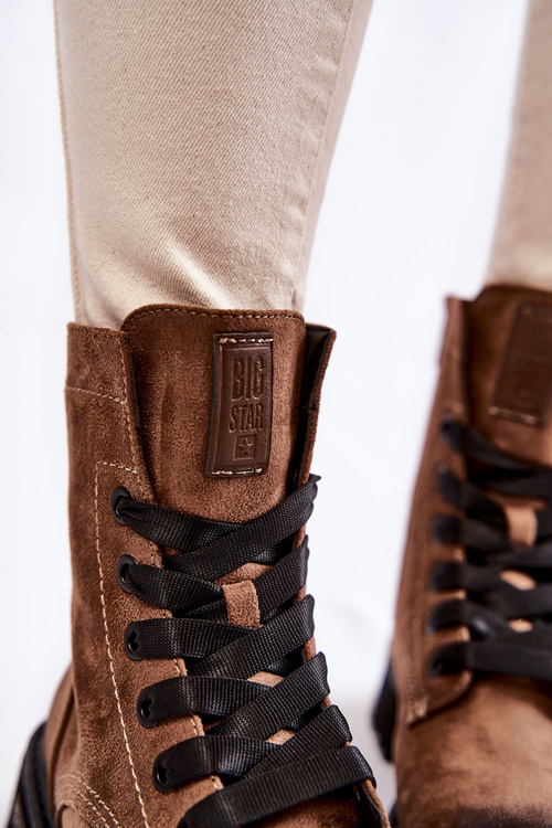 Damskie Zamszowe Botki Big Star KK274504 Brązowe