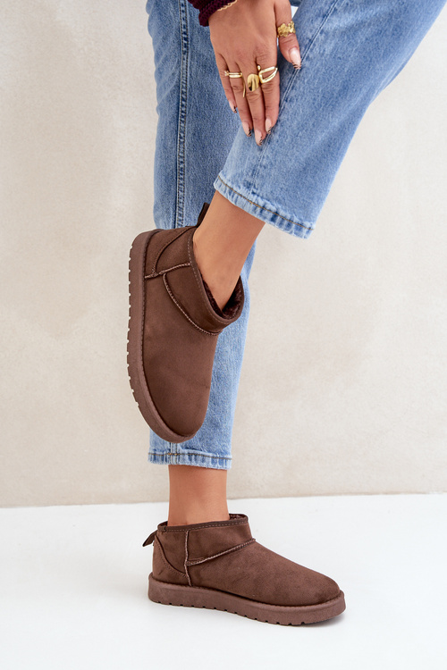 Niskie Śniegowce Z Eko Zamszu Brązowe Nelsanna