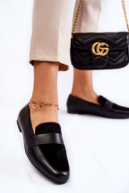 Damskie Skórzane Mokasyny La.Fi 210018B-PUF Czarne