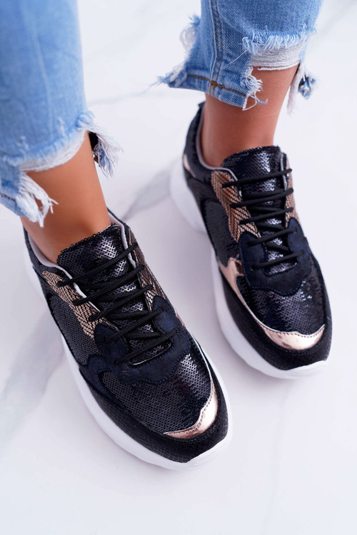 Sportowe Damskie Buty Czarne Rendy