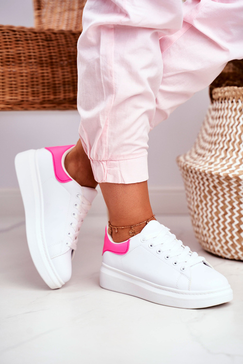 Sportowe Damskie Buty Lu Boo Białe Fuksja Zapiętek Matilda
