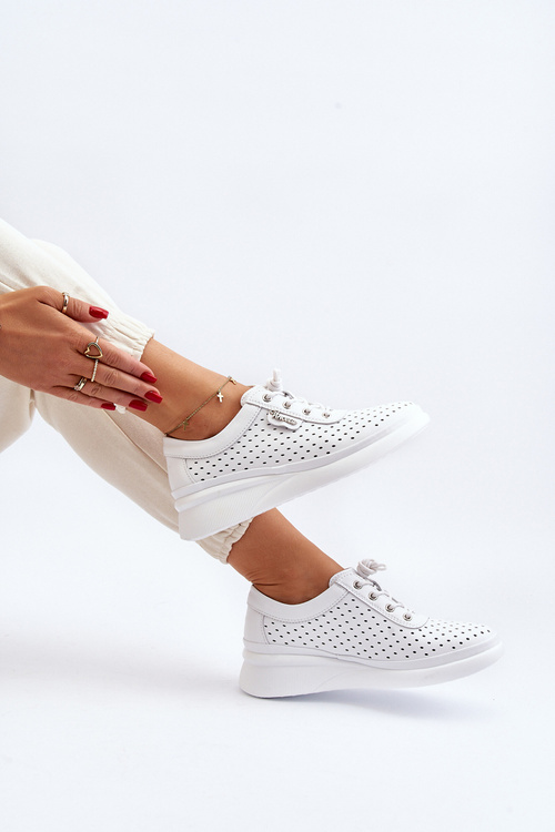 Damskie Skórzane Trampki Sportowe Buty Białe Brumia