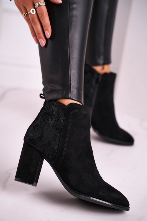 Botki Damskie Na Słupku Sergio Leone Czarne BT508