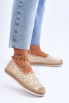 Koronkowe Wsuwane Espadryle Beżowe Blanco