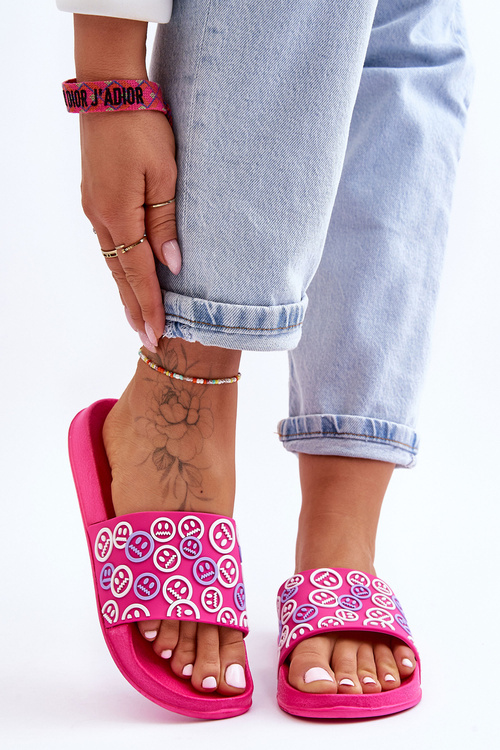 Damskie Klapki Z Emotikonami Fuksja Cosette