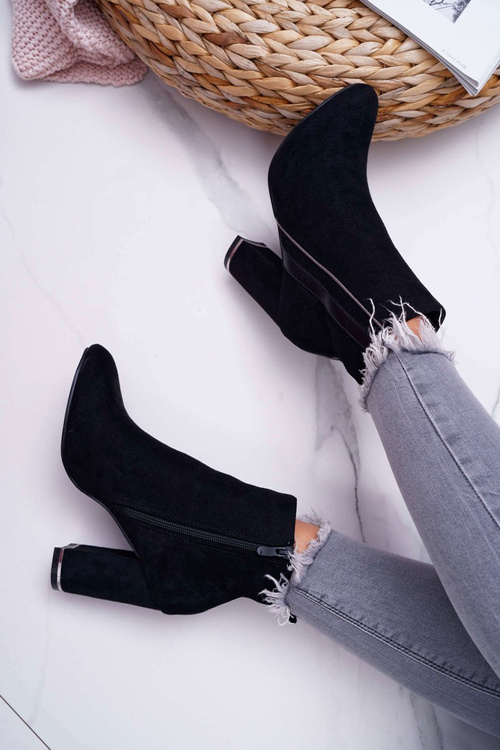 Botki Damskie Na Obcasie Czarne Domeno